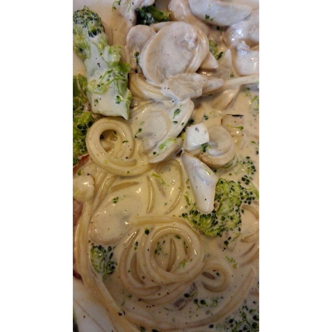 白蘑菇奶油培根意面