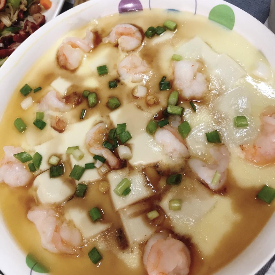 虾仁豆腐蒸水蛋