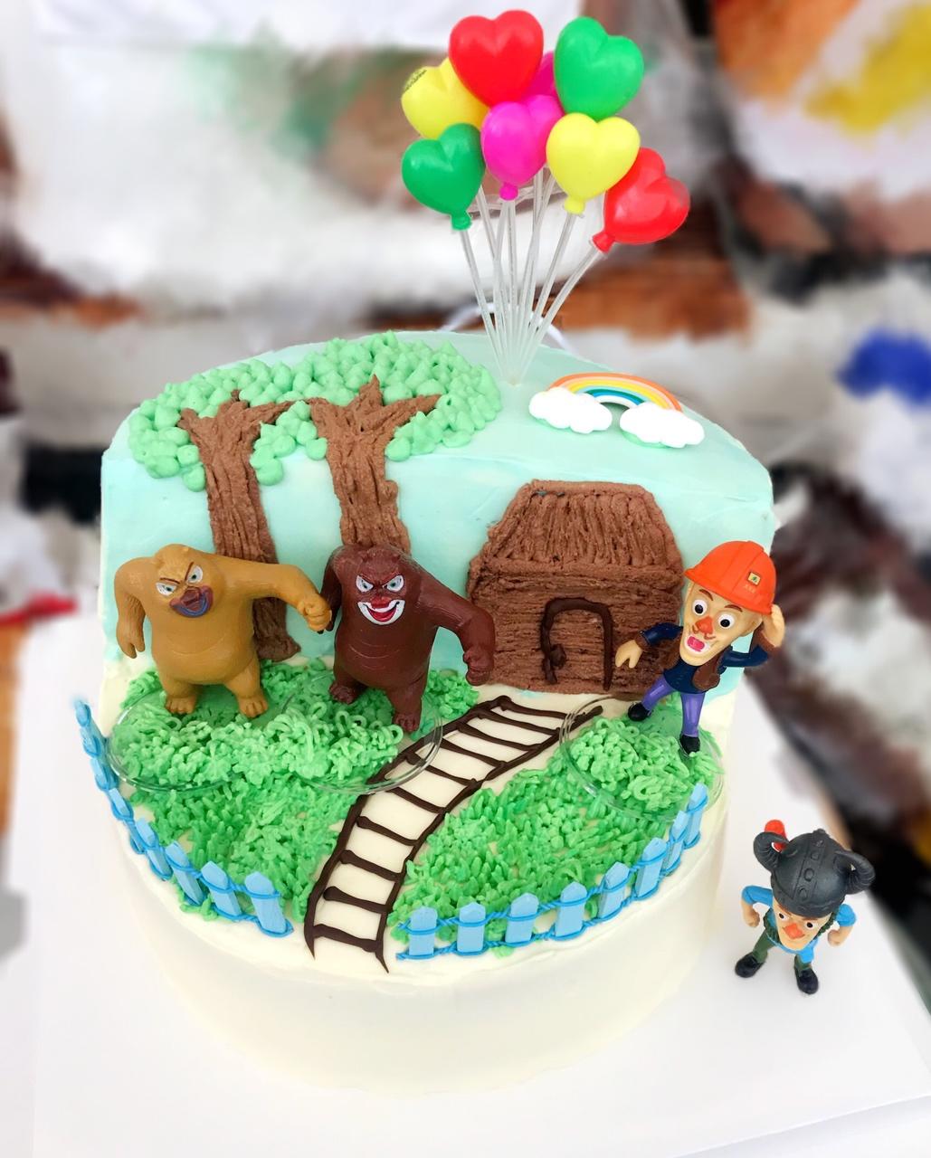 伊娜兜兜做的熊出没场景蛋糕