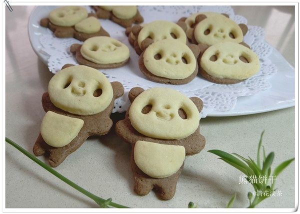 超萌的熊猫饼干的做法