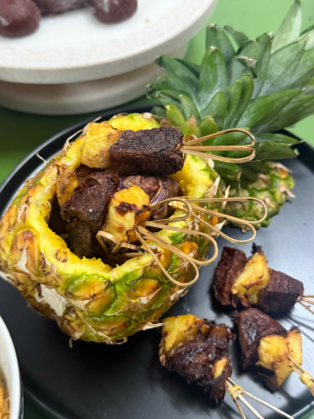 减脂期也可以吃的空气炸锅版菠萝牛肉串