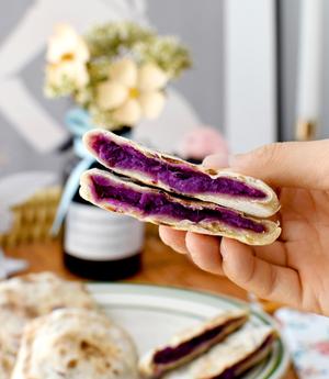 全麦紫薯小饼-柔软劲道烫面饼-无油低卡的做法 步骤12