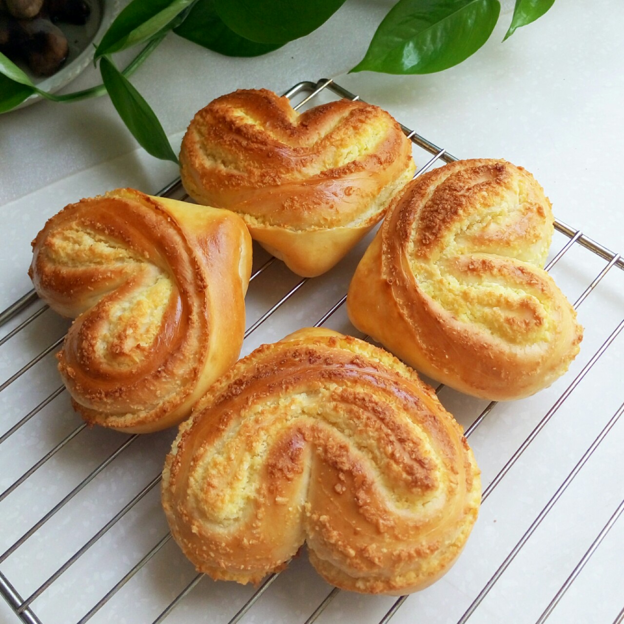 蜜汁红豆豆做的心形椰蓉面包