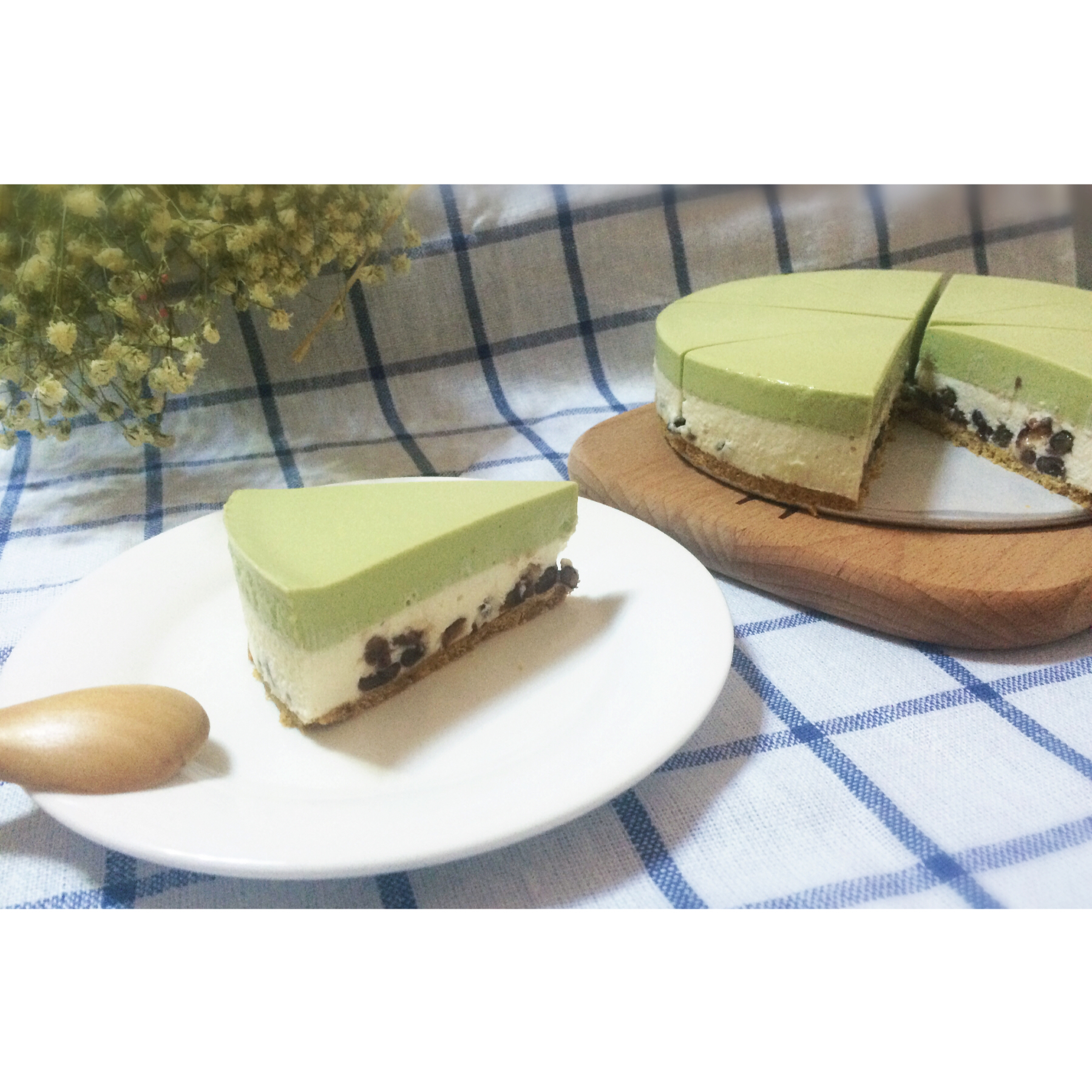 抹茶红豆冻芝士