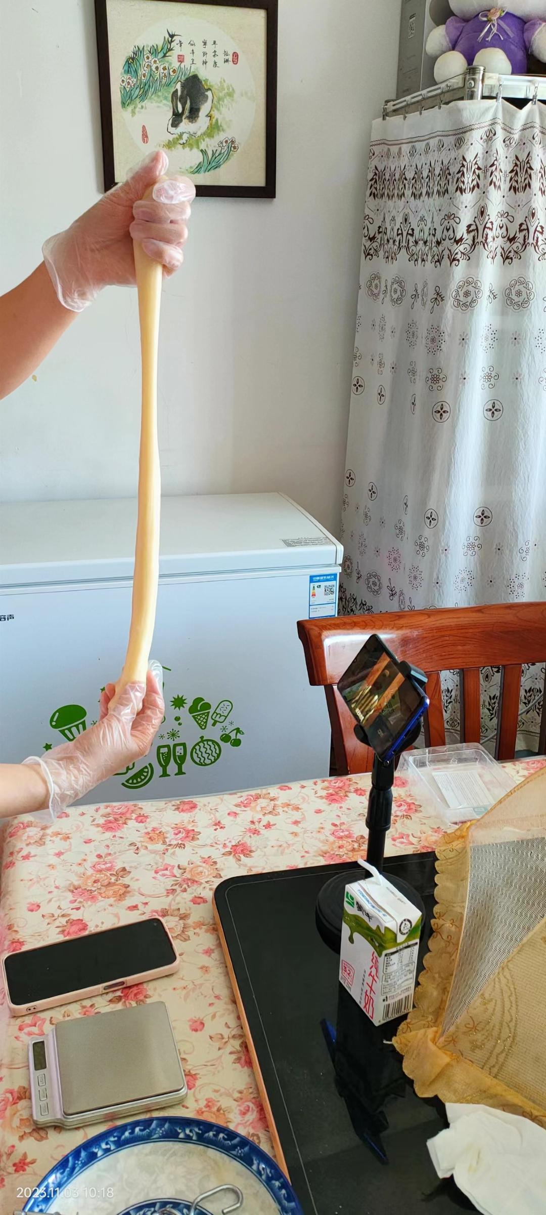 拉丝麻薯隔夜冷藏不变硬的实验成功，三夜依然拉丝