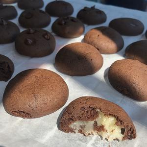 「少油软曲奇」巧克力豆/巧克力蔓越莓/巧克力麻薯可可曲奇饼干的做法 步骤19