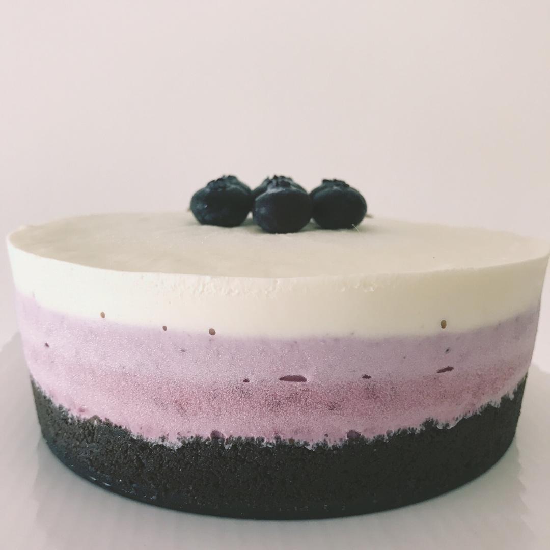 渐变蓝莓冻芝士蛋糕（免烤）