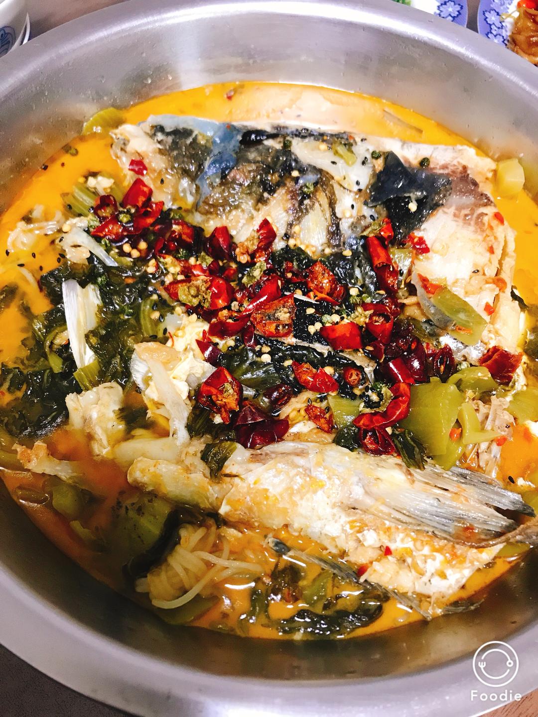 酸菜鱼头的做法