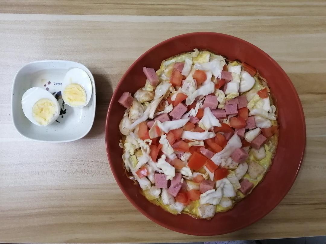 馒头披萨（用吐司也可以，消灭馒头吐司的早餐）