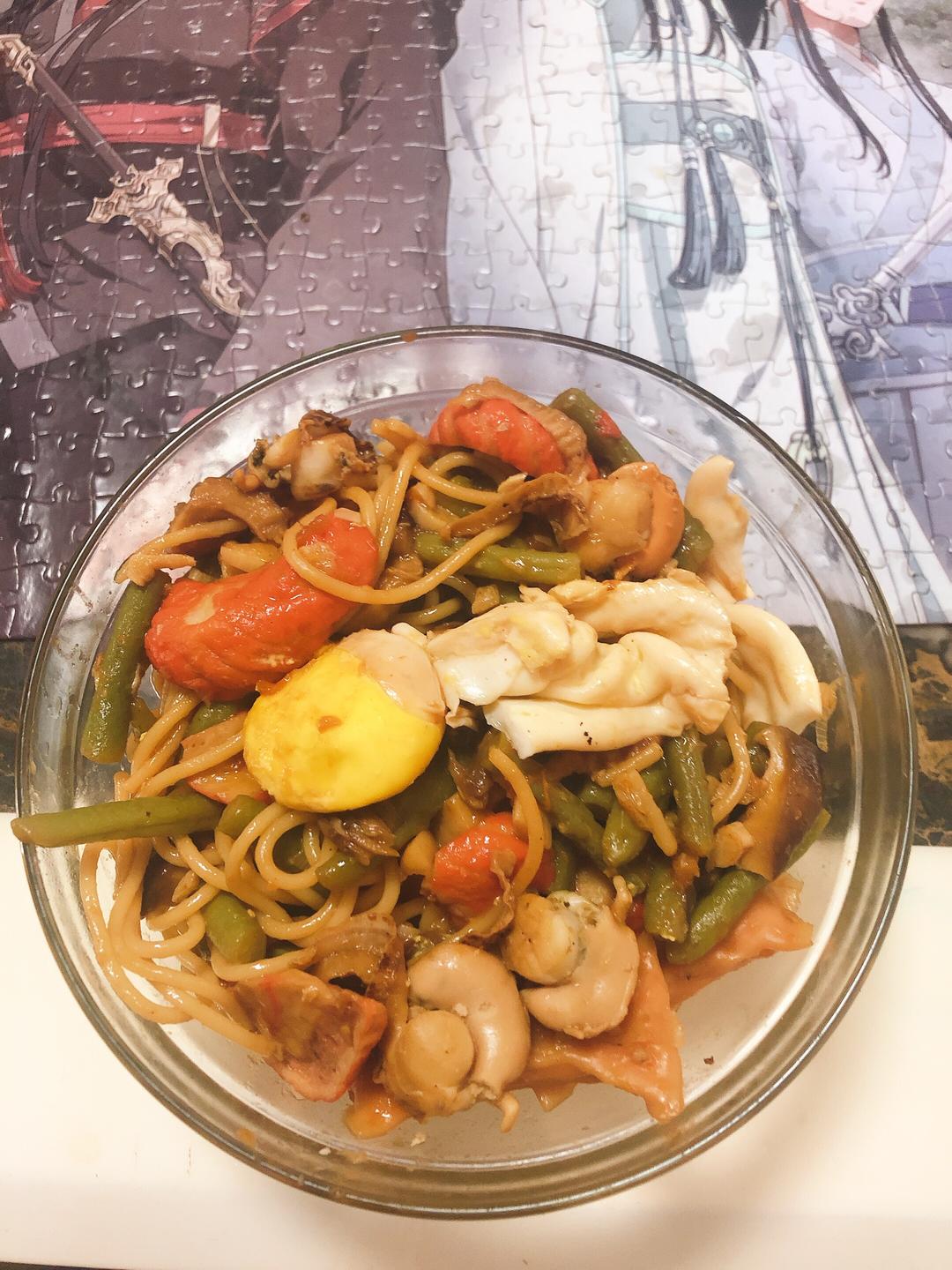 豆角焖面（意面）