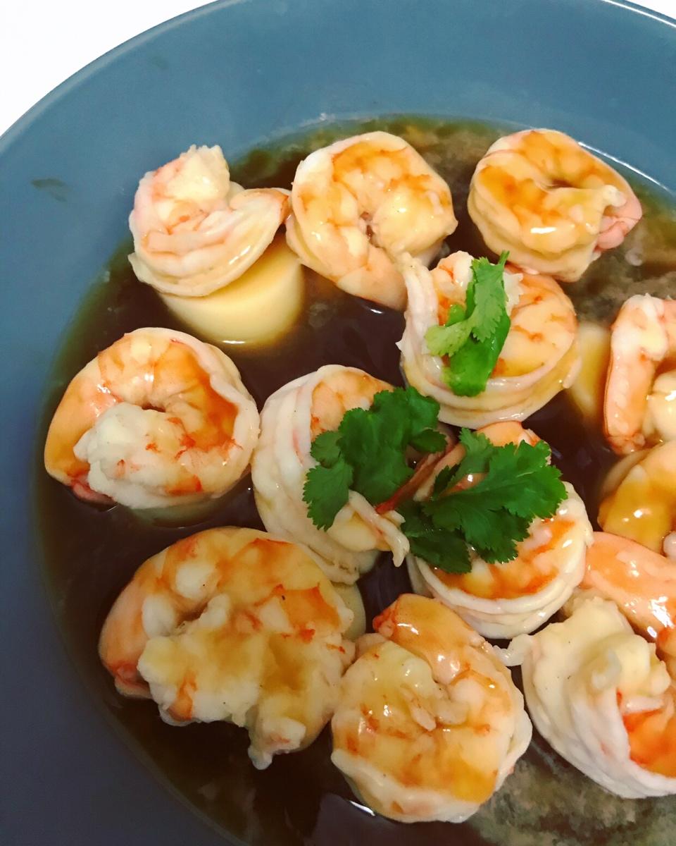 虾仁蒸日本豆腐
