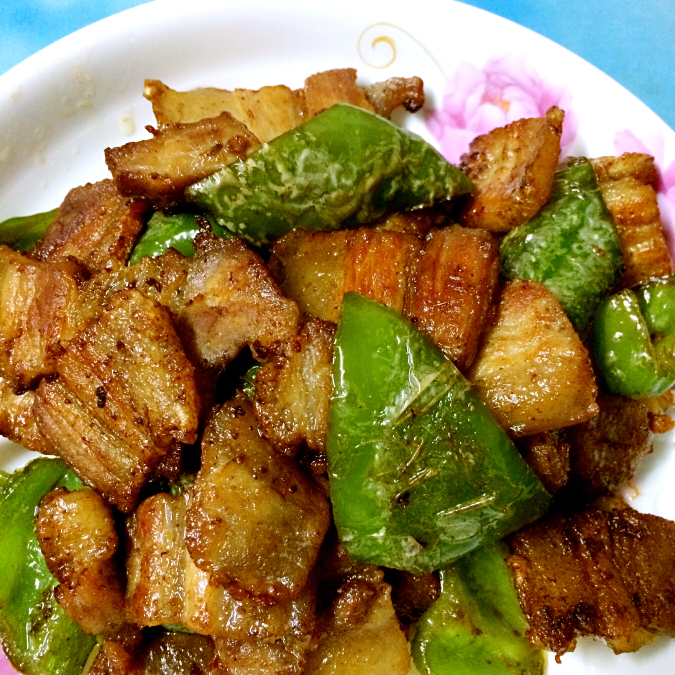盐煎尖椒五花肉片