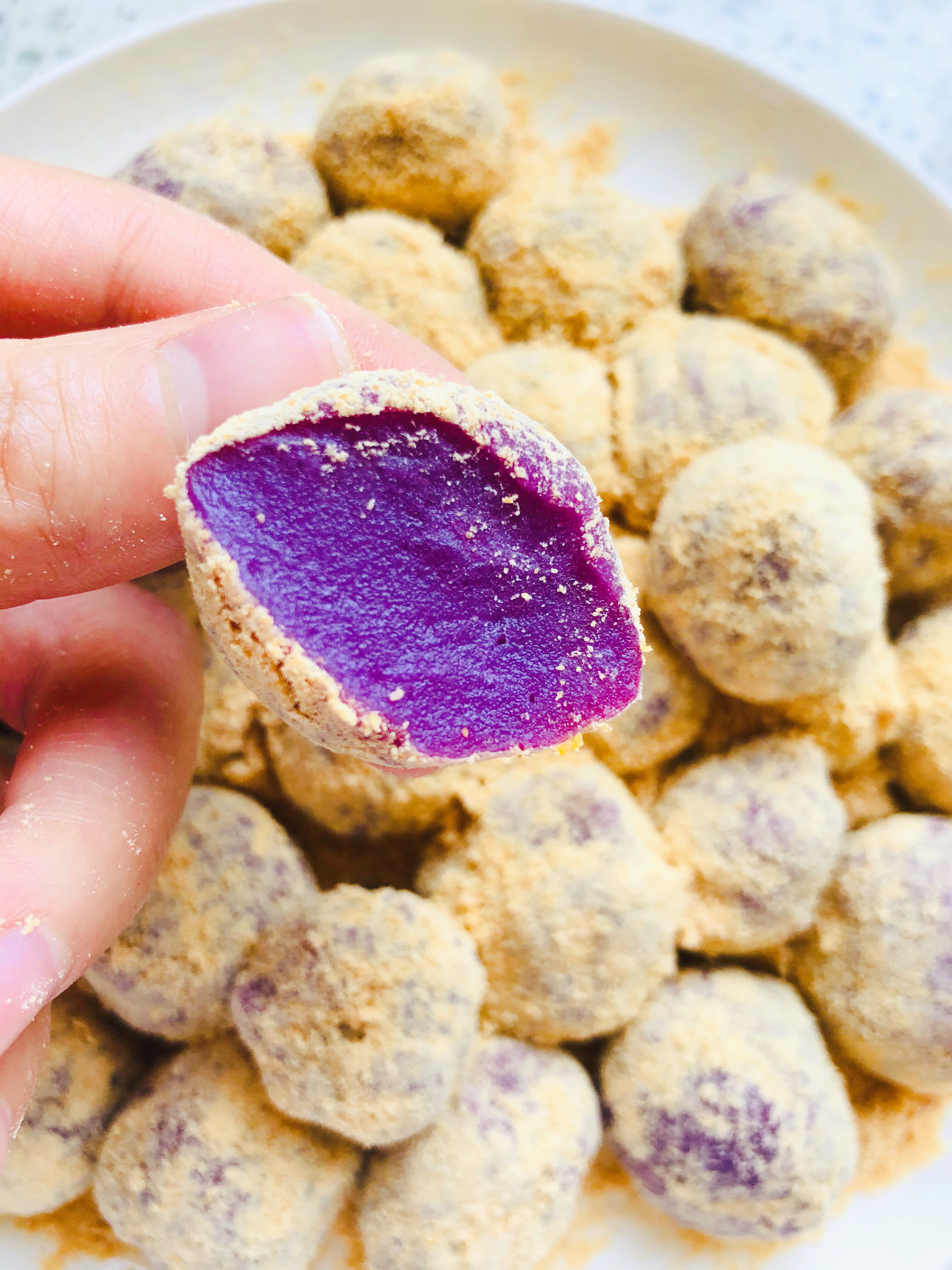 简易版紫薯糯米糍粑的做法