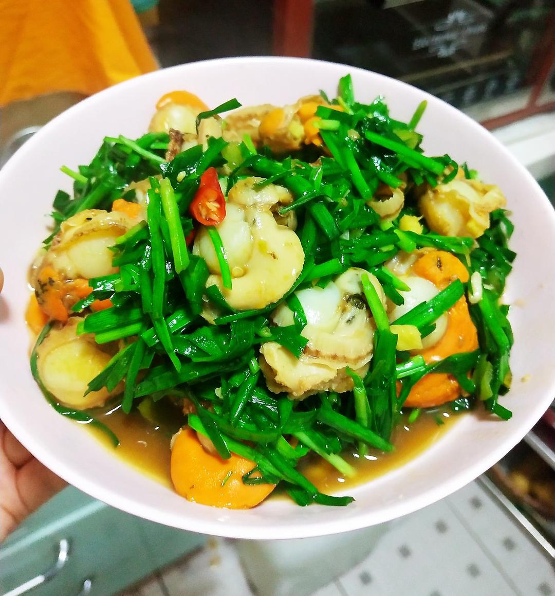 我爱果冻做的韭菜炒扇贝肉