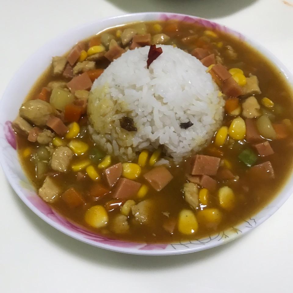 人见人爱花见花开🐤         三只小鸡日式咖喱饭