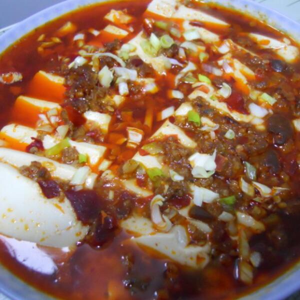 香辣肉末蒸豆腐