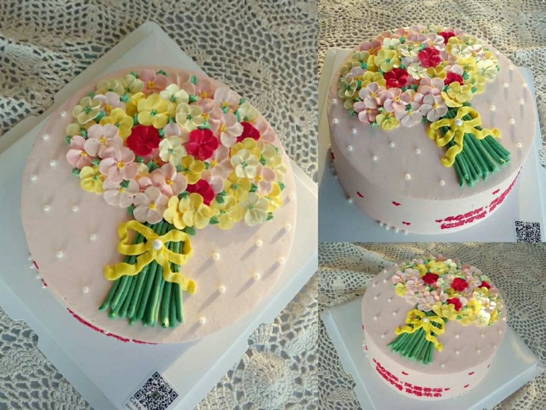 lucky李子园做的奶油霜裱花蛋糕