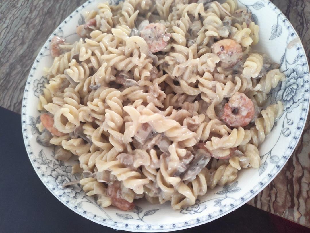 低卡伪白酱奶油培根蘑菇意大利面｜#Healthymeals# 减脂必撸02