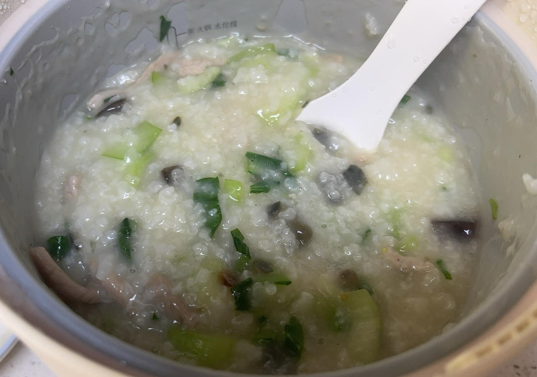 妈妈👩教我做的皮蛋瘦肉粥🥣简单快捷美味😋