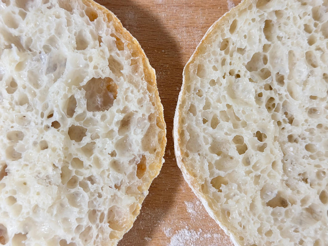 零机器免揉|徒手做出漂亮大气孔欧包|恰巴塔Ciabatta