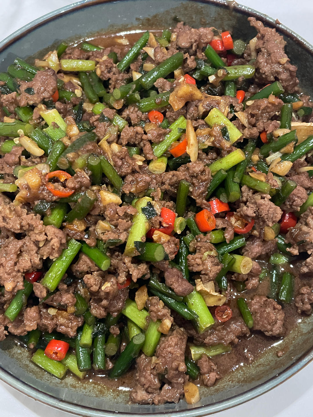 蒜苔炒肉末，三碗米饭都不够吃