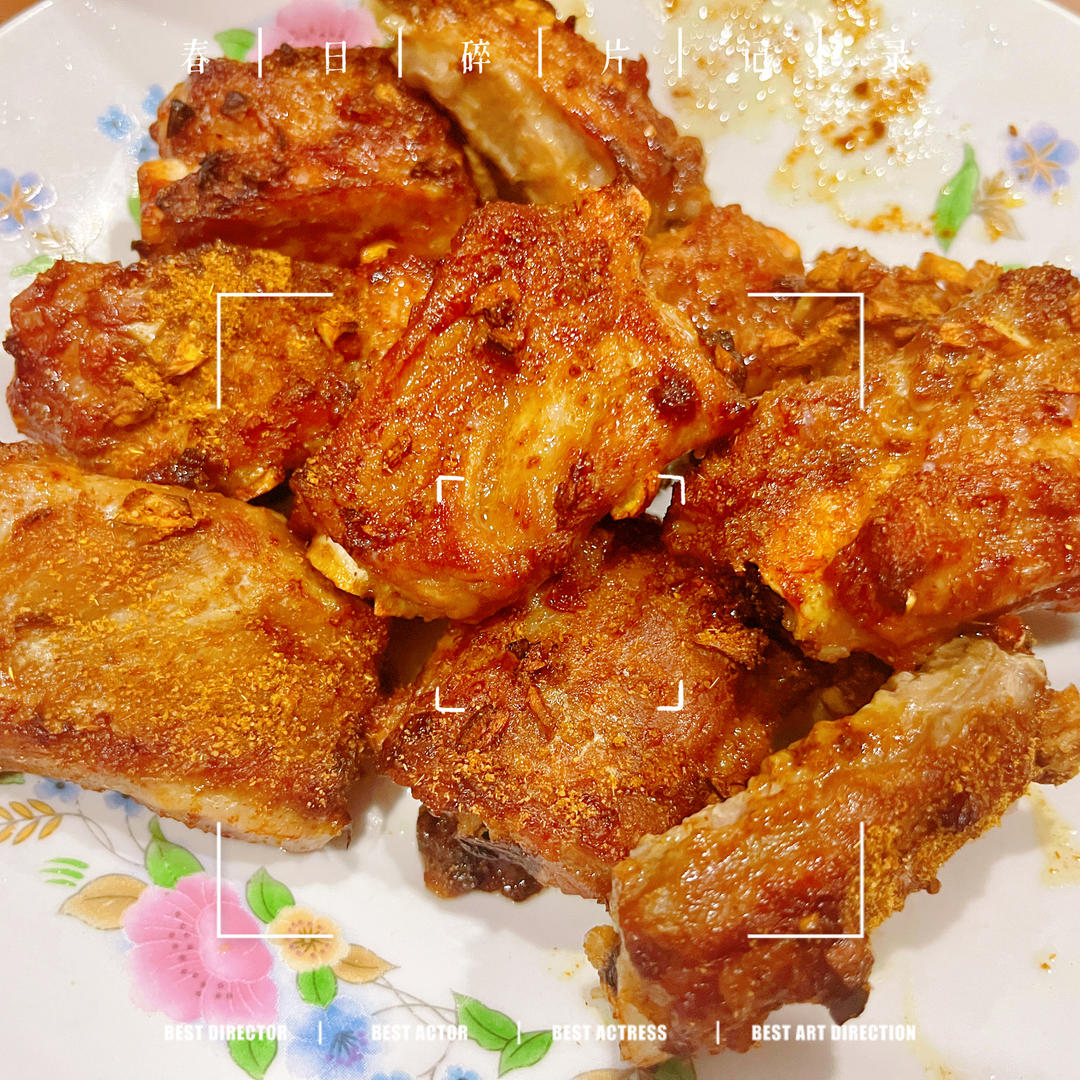 空气炸锅烤蒜香排骨、烤鸡翅