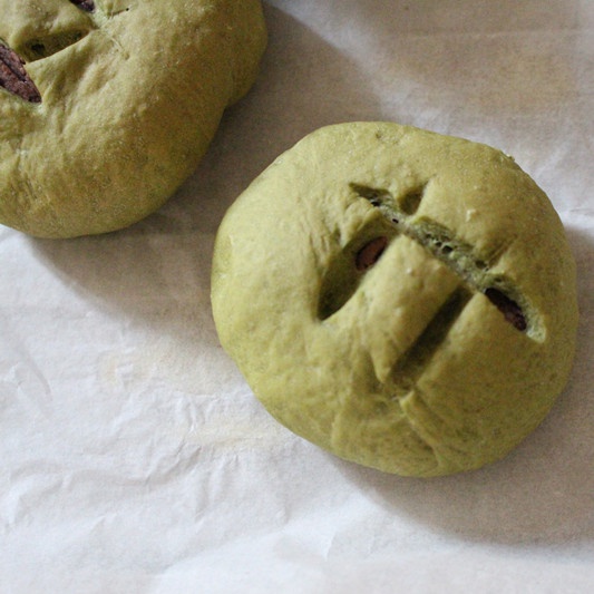 抹茶豆沙小面包（无油脂）