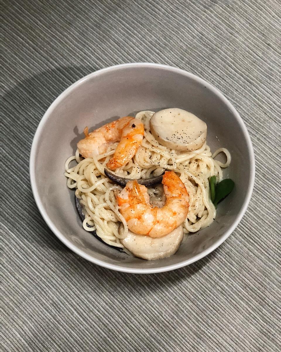 奶油虎虾意面