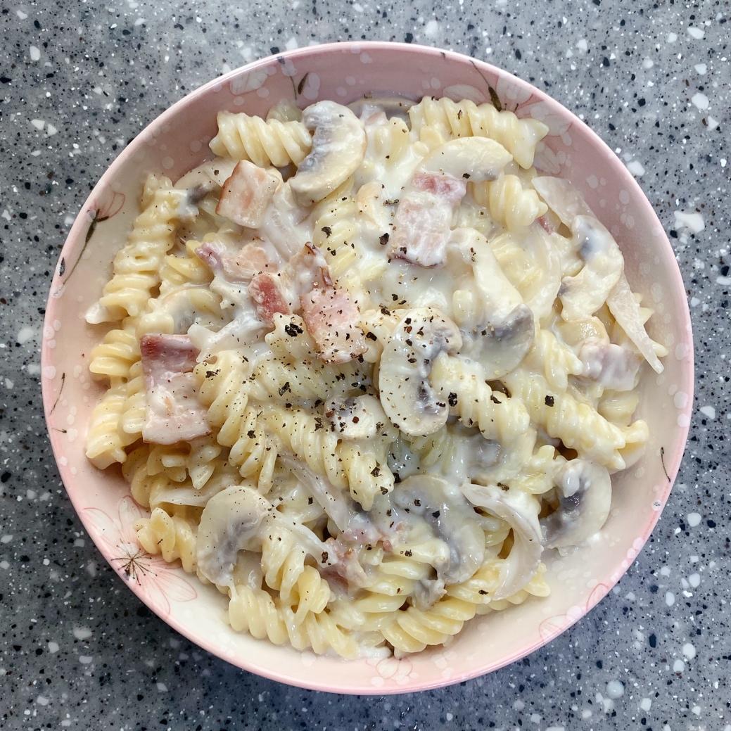 低卡伪白酱奶油培根蘑菇意大利面｜#Healthymeals# 减脂必撸02
