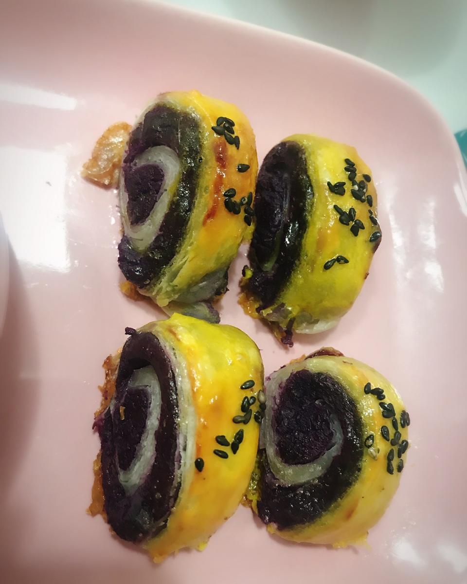 超简单的紫薯酥（手抓饼版）