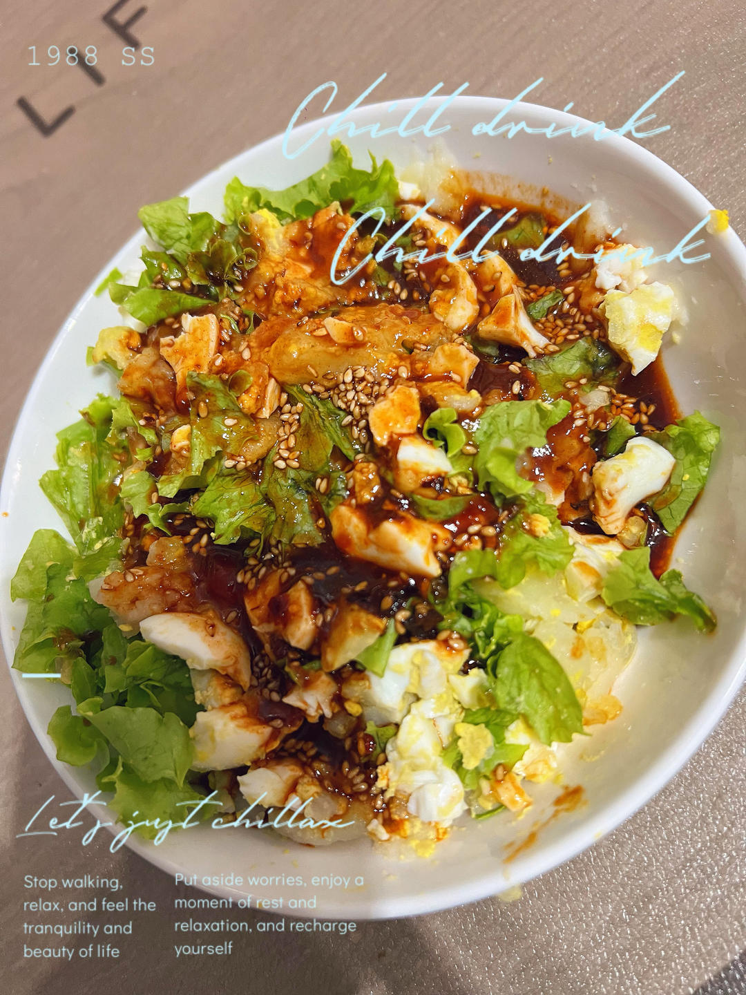 土豆泥鸡蛋拌生菜-减脂餐