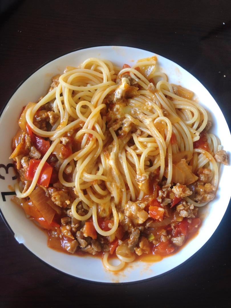 （完胜必胜客的）番茄肉酱意大利面～