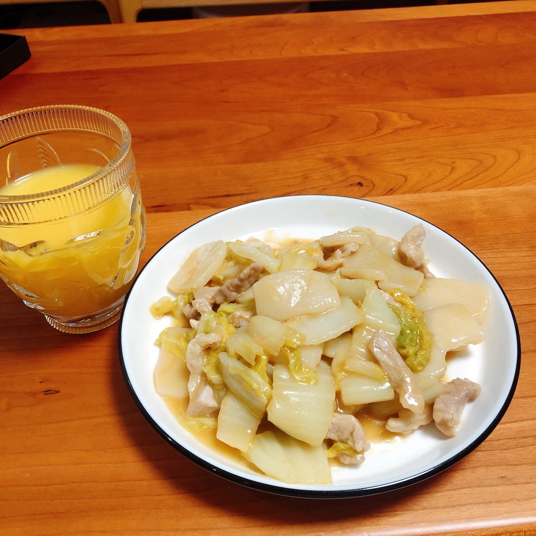 不挑锅、不焦不沾的黄芽菜肉丝炒年糕