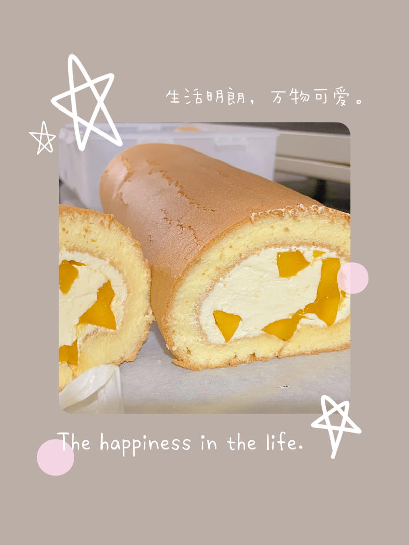 胖乎乎奶油芒果卷/不开裂不掉皮全过程详细图解烘焙视频/蛋糕篇6：「厚卷」