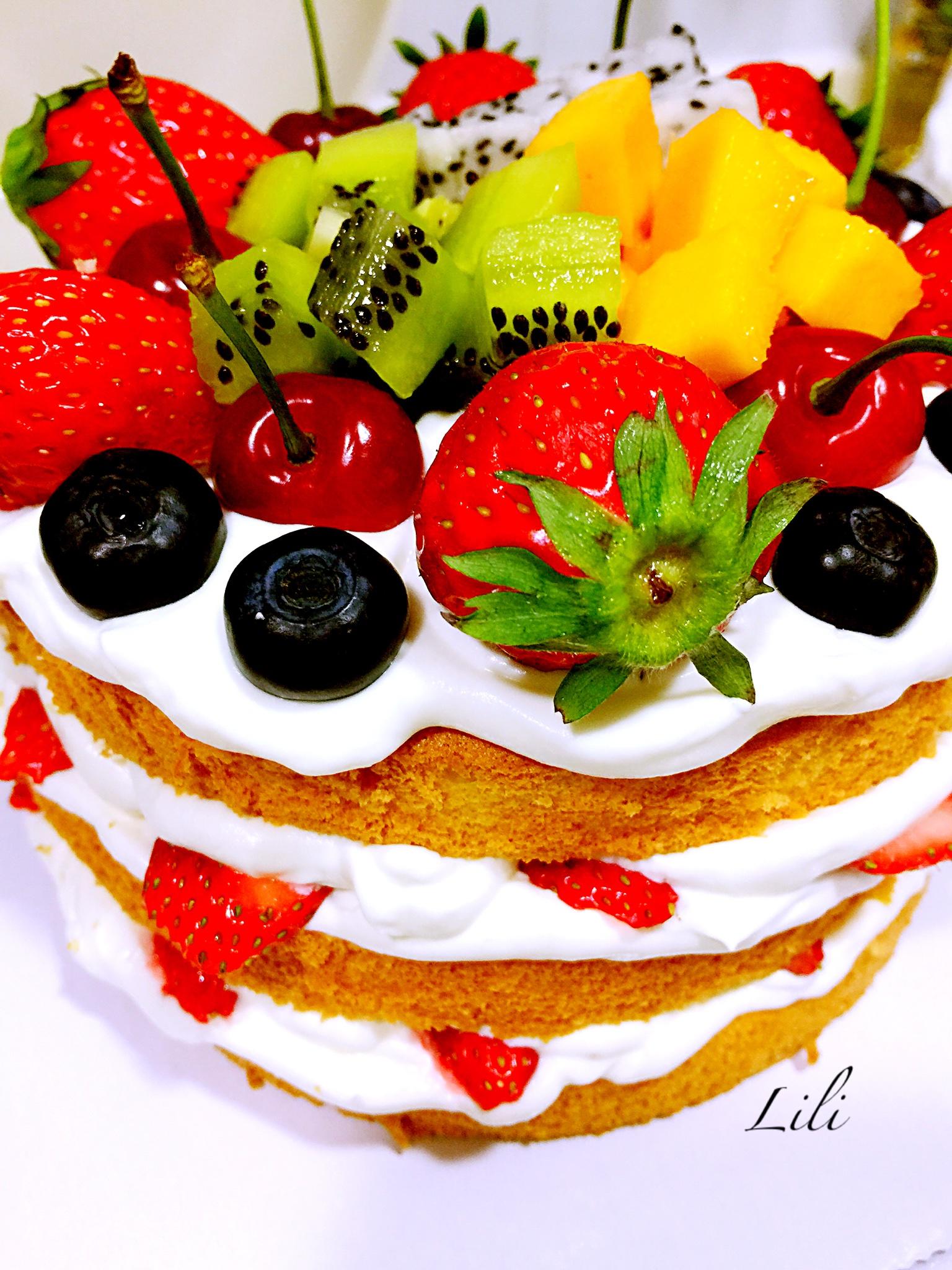 水果缤纷裸蛋糕的做法