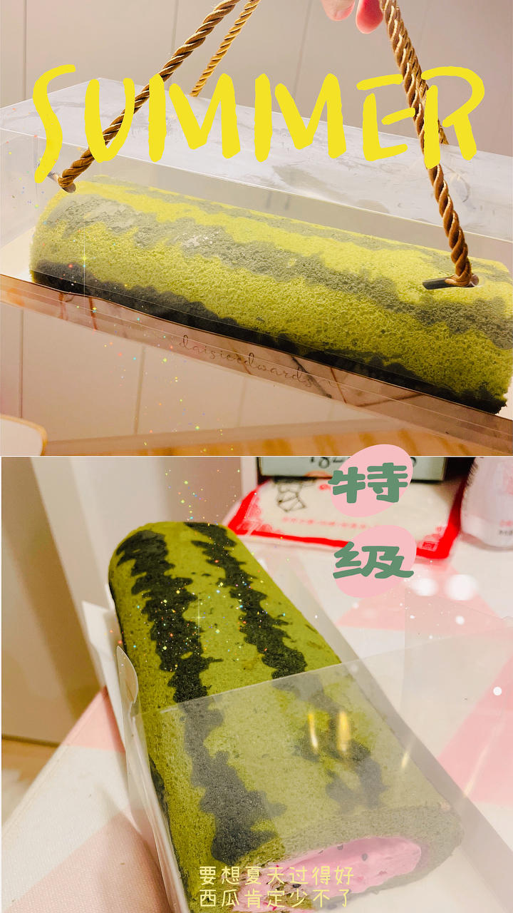 清凉一夏❗️超可爱的西瓜蛋糕卷