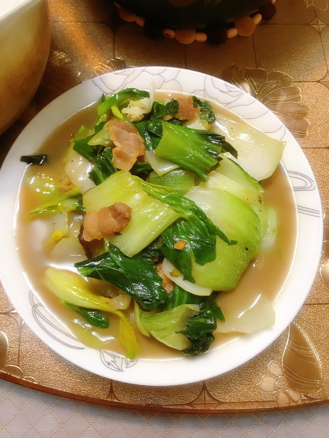 青菜杆肉片的做法