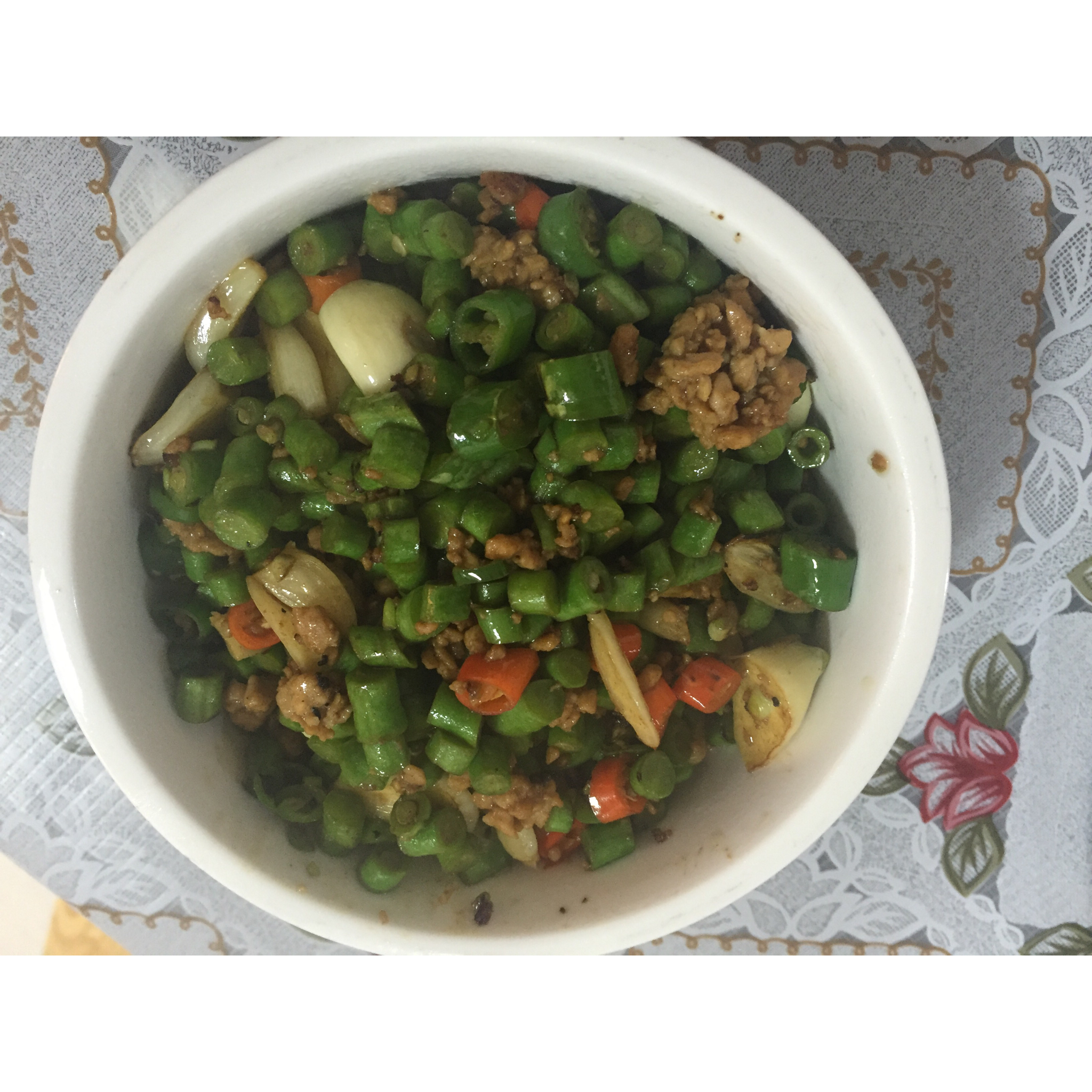 肉沫豆角下饭菜