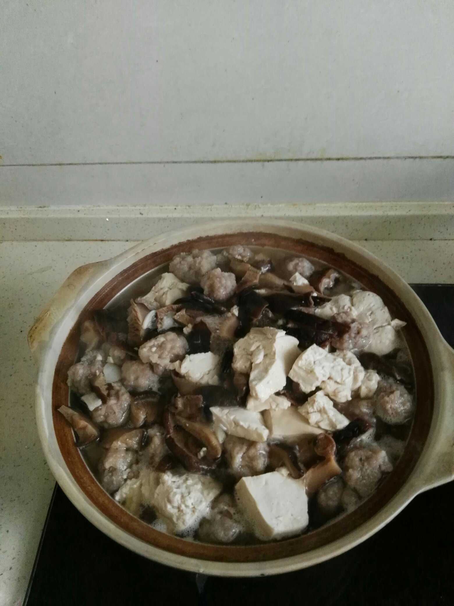 手工肉丸豆腐炖香菇