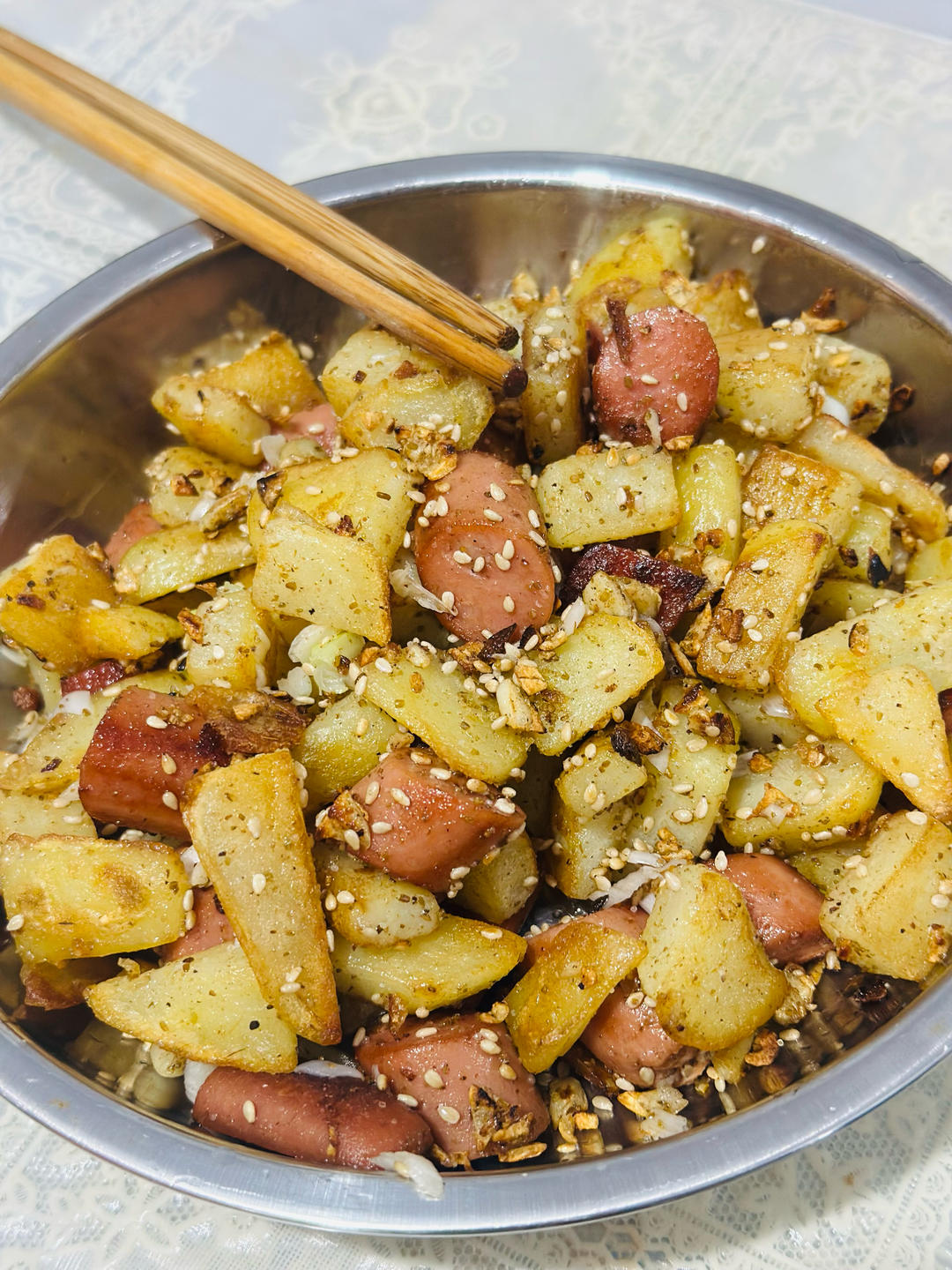 孜然土豆火腿肠 香辣过瘾还便宜！
