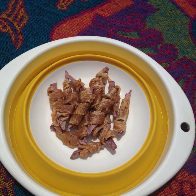 自制宠物零食---紫薯鸡肉条的做法