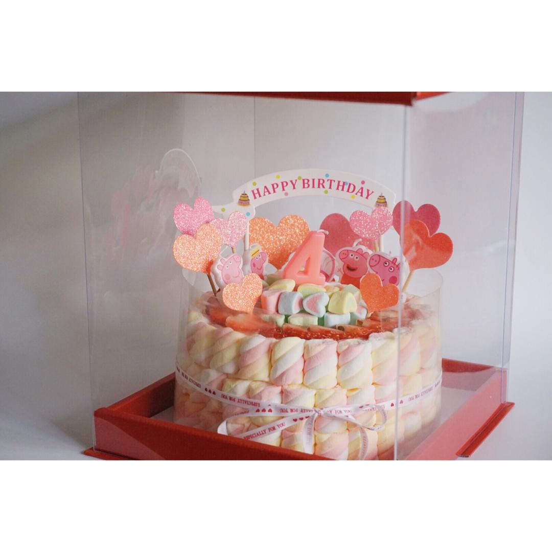 yukimeun做的草莓棉花糖生日蛋糕