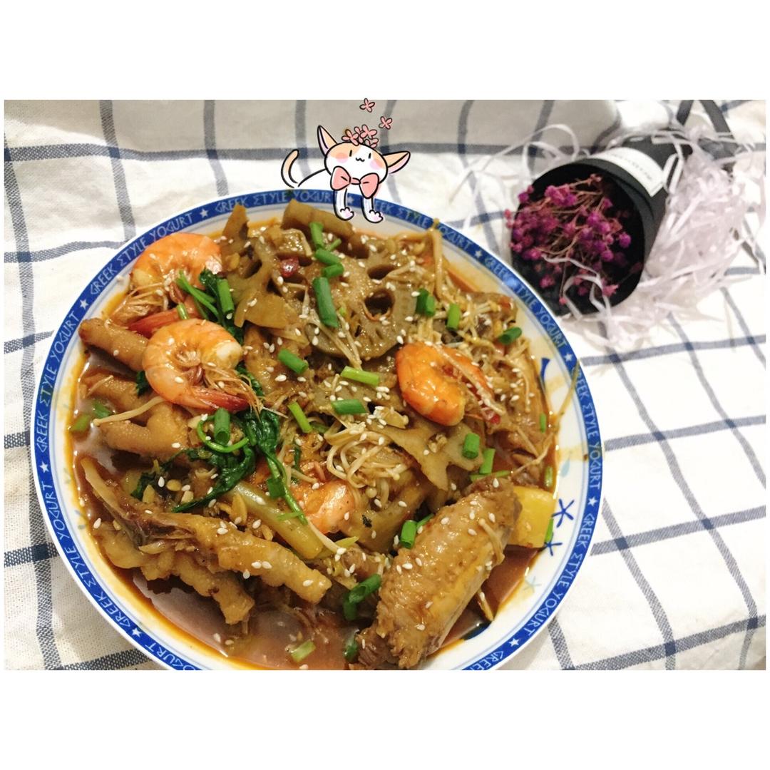 肉蟹煲的鸡爪鸡翅
