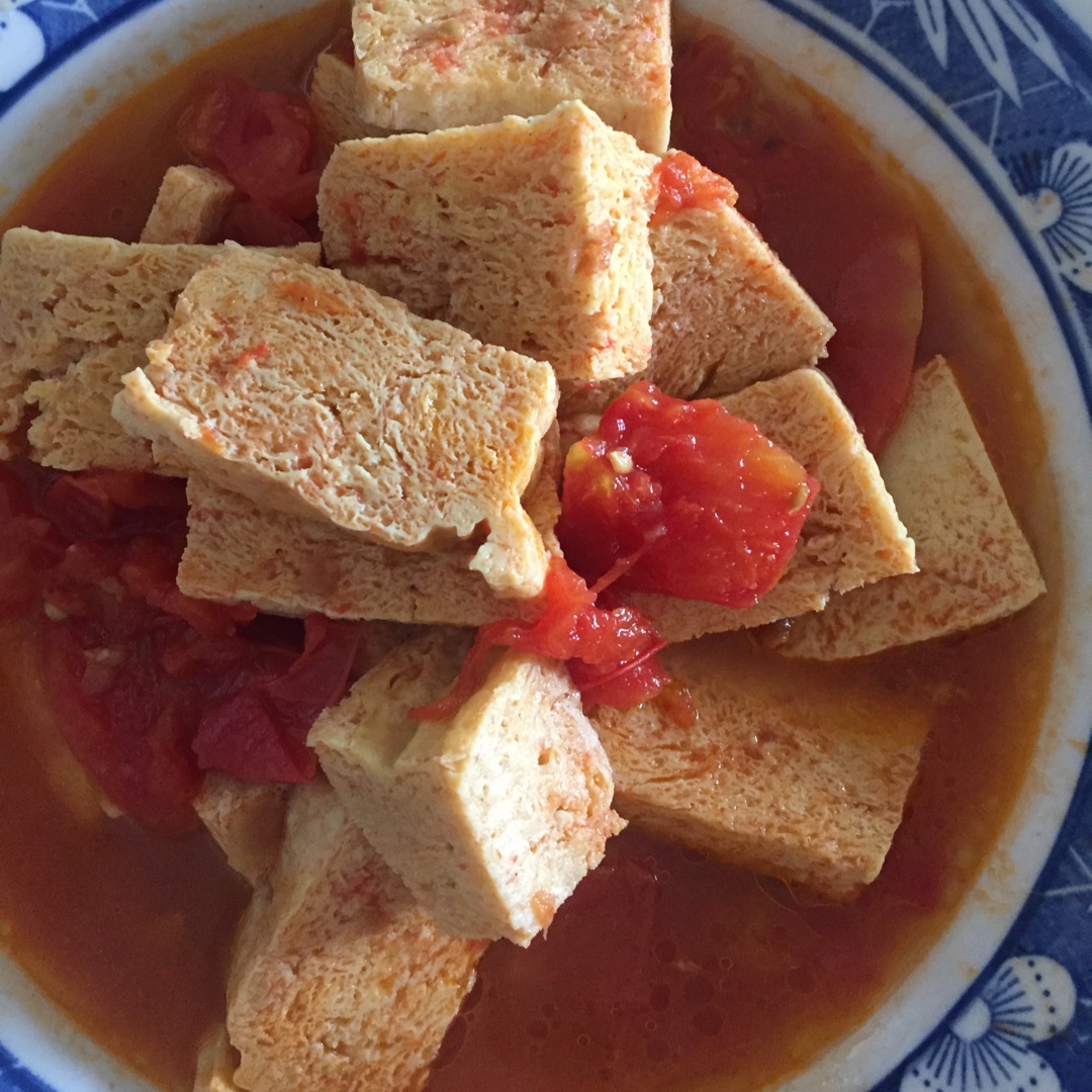 一四年夏做的西红柿烧冻豆腐