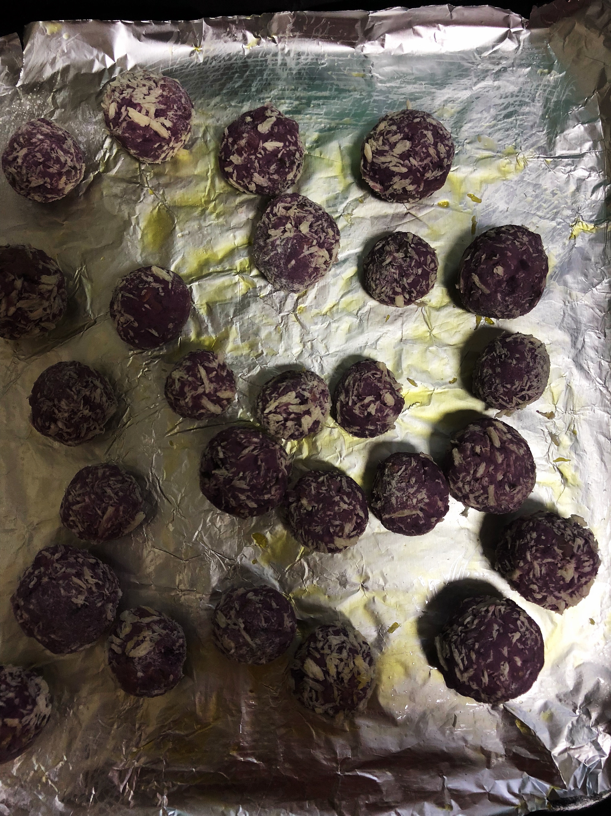 山药紫薯球的做法 步骤3