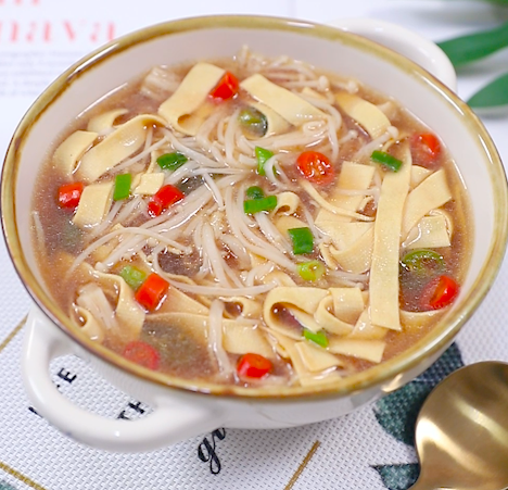 豆皮金针菇汤的做法