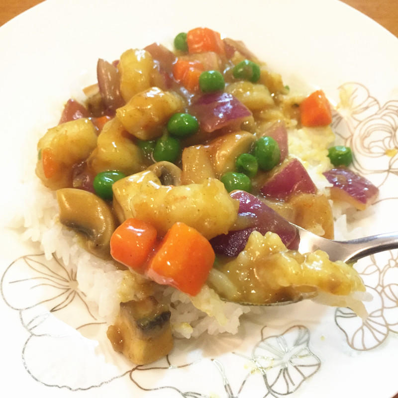 咖喱怎么做都好吃——咖喱虾仁盖饭