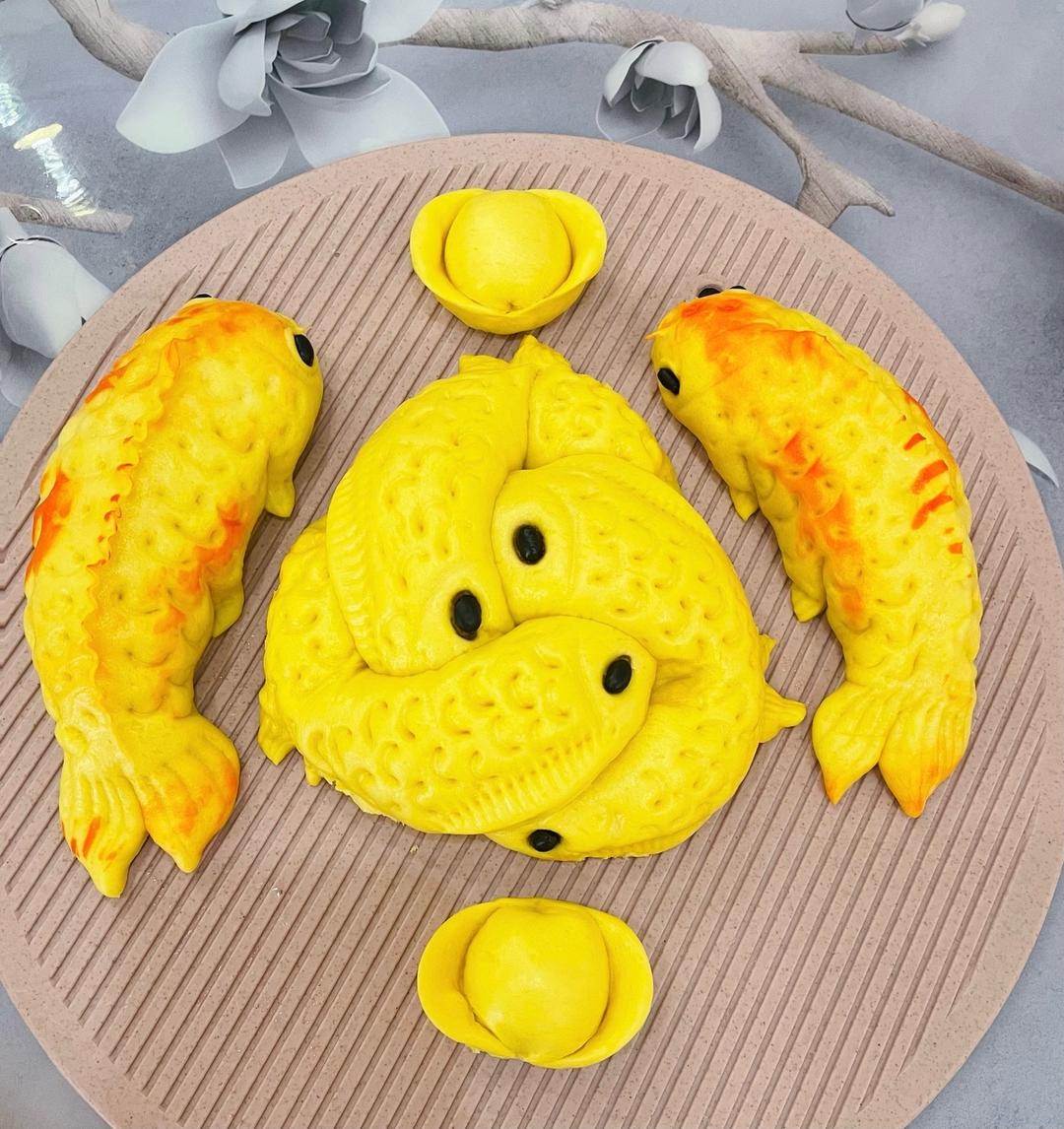 蒸花鱼，教你用1根面剂挽出6条鱼的做法