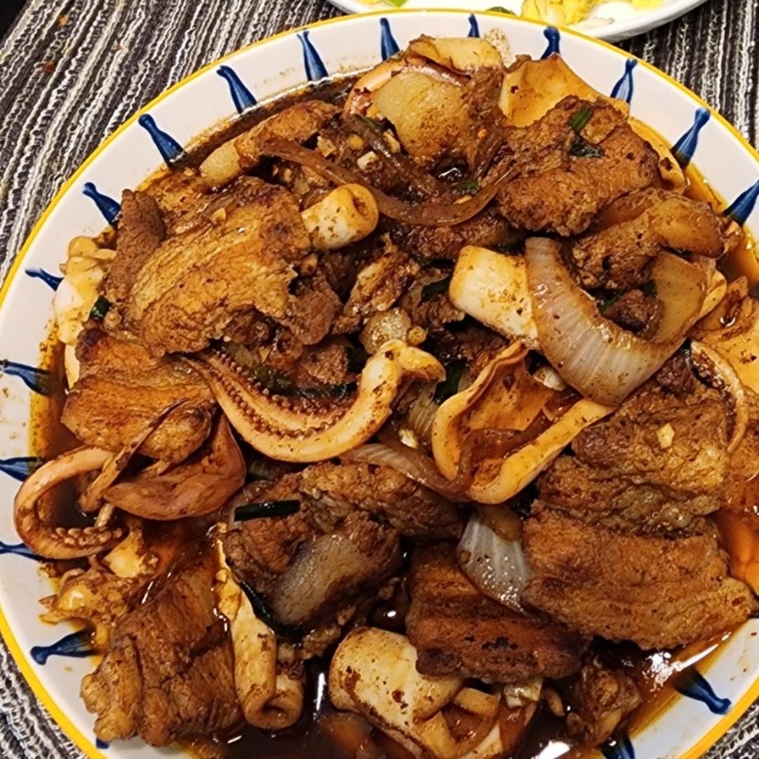 超简单韩国鱿鱼五花肉烤肉