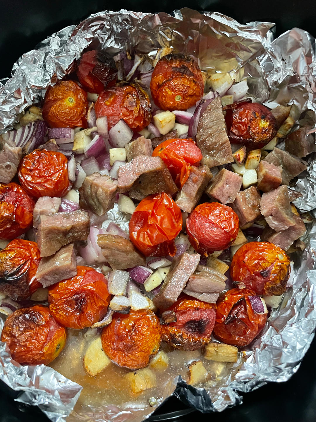 空气炸锅版小番茄杏鲍菇烤西冷牛排#太阳谷食谱#